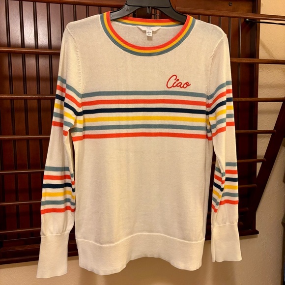 Time and Tru Multicolor Trim Sweater - women’s size 12-14 - Picture 1 of 4